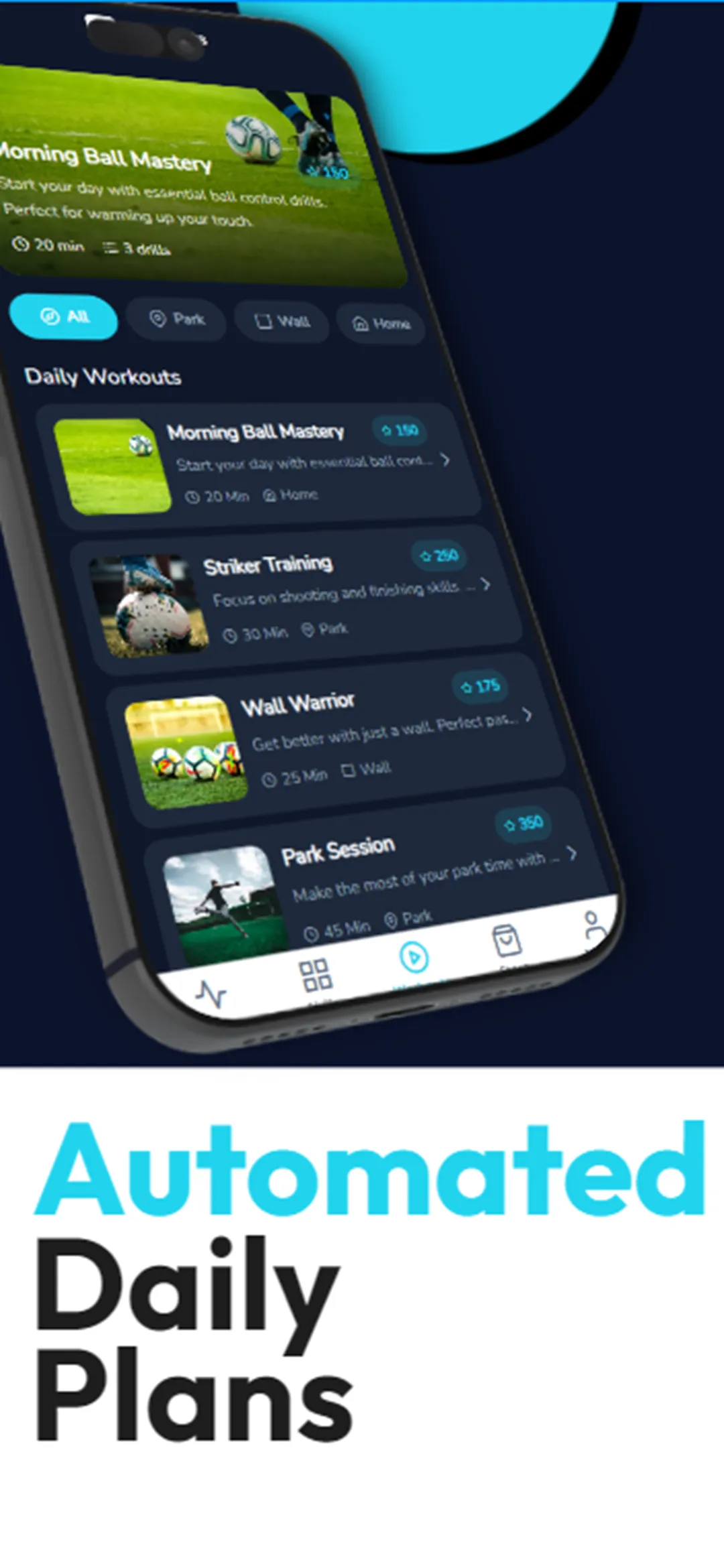Performix app showing automated daily training plans