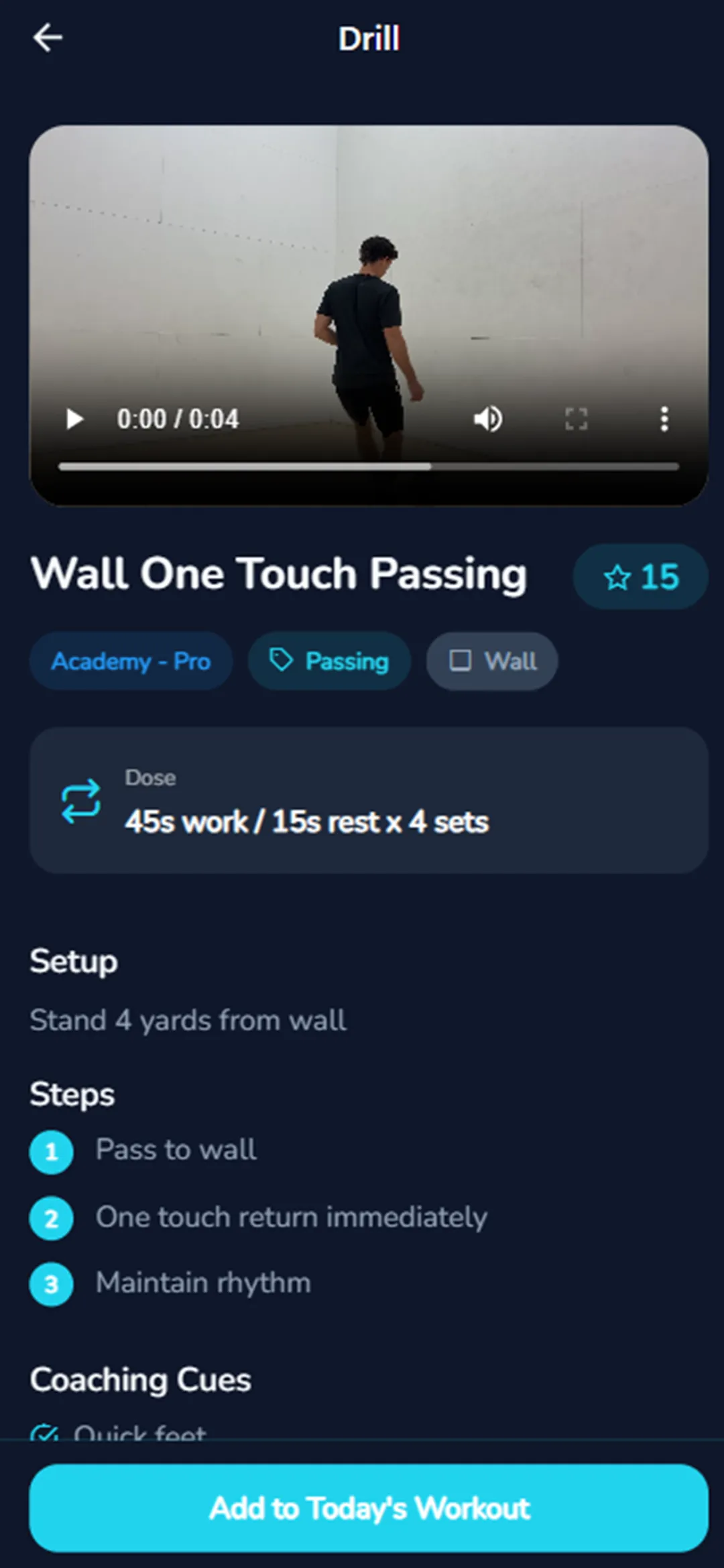 Performix app drill detail with video and coaching cues